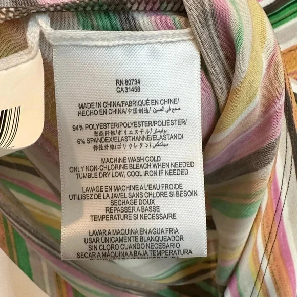 BCBGMAXAZRIA | Women's Size S Small  Dress Stripe Print Ruched Side Brown Multi - Picture 7 of 10